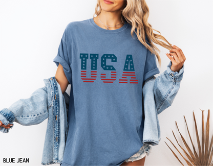 USA Stars and Stripes Adult Comfort Colors T-Shirt