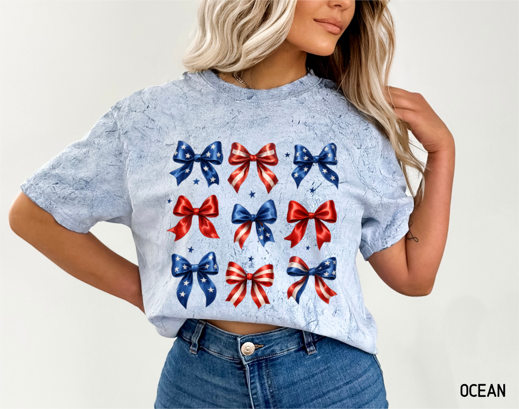 Patriotic Bow Adult Comfort Colors T-Shirt