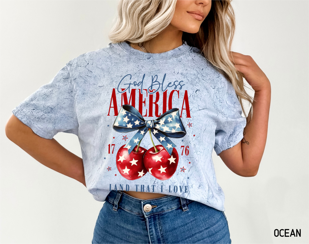 God Bless America Cherry Comfort Colors T-Shirt