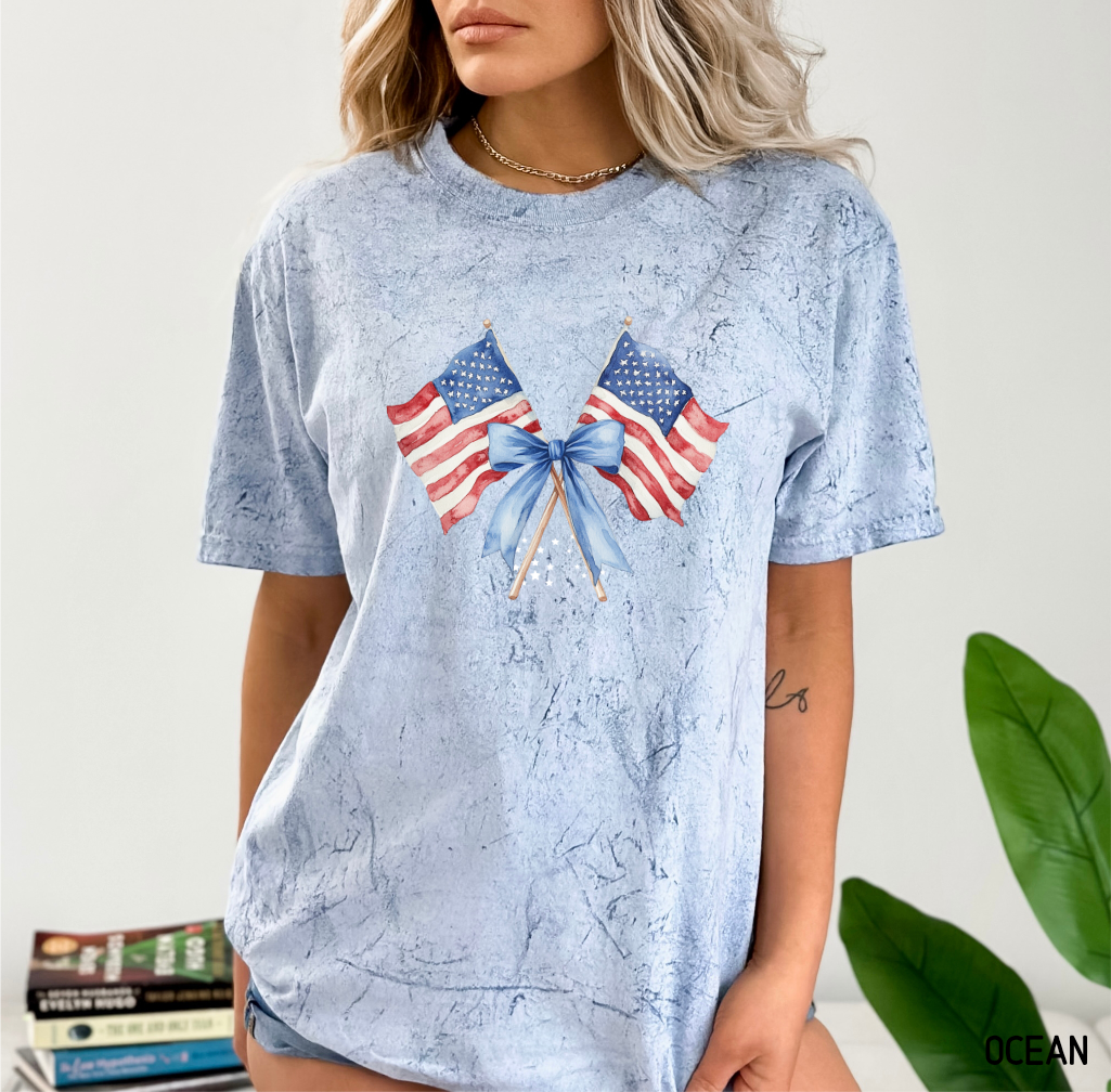 Coquette American Flags Comfort Colors T-Shirt