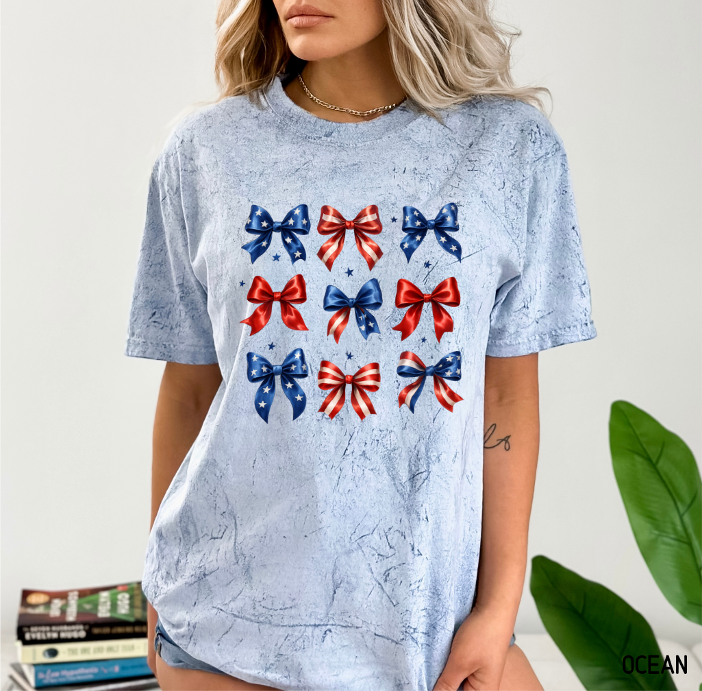 Patriotic Bow Adult Comfort Colors T-Shirt
