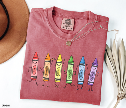Crayon Teacher Adult Comfort Colors T-Shirt