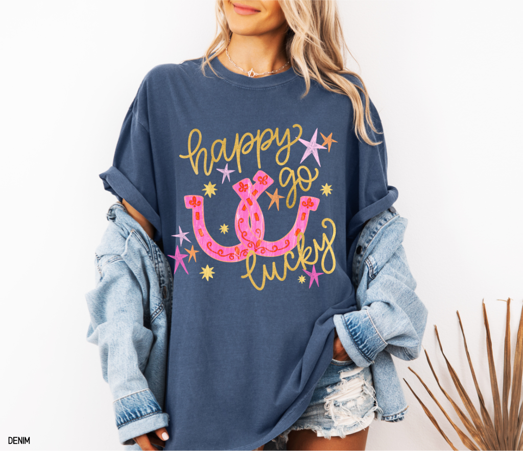 Happy Go Lucky Adult Comfort Colors T-Shirt