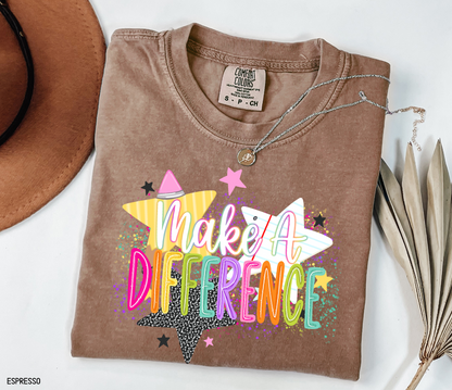Make A Difference Teacher Adult Comfort Colors T-Shirt