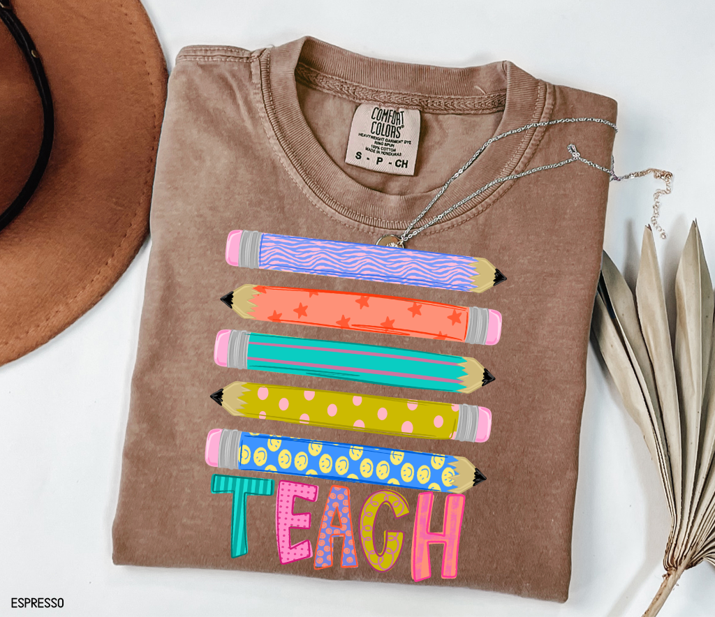 Teacher Pencil Adult Comfort Colors T-Shirt