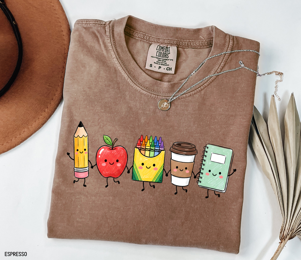 Cute School Icons Adult Comfort Colors T-Shirt