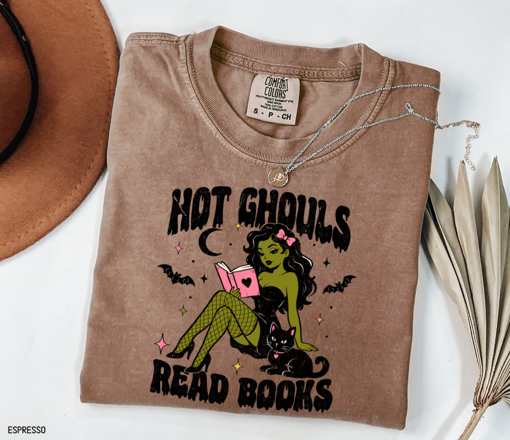 Hot Ghouls Read Books Adult Comfort Colors T-Shirt