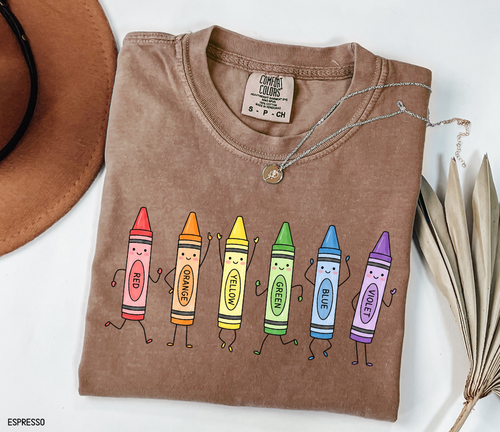 Crayon Teacher Adult Comfort Colors T-Shirt