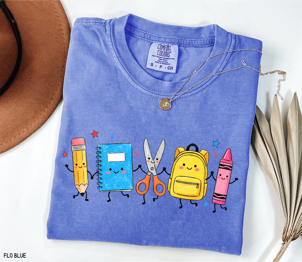 Cute Teacher Supplies Adult Comfort Colors T-Shirt