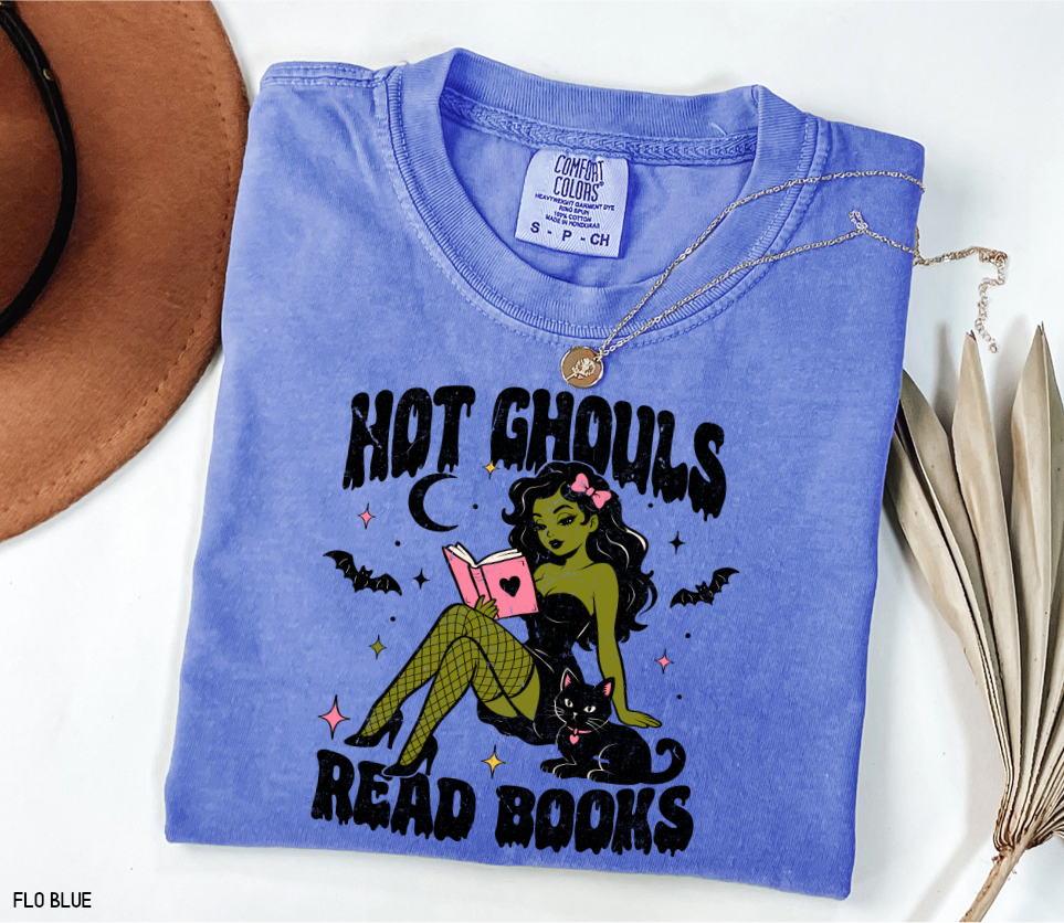 Hot Ghouls Read Books Adult Comfort Colors T-Shirt