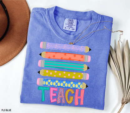 Teacher Pencil Adult Comfort Colors T-Shirt