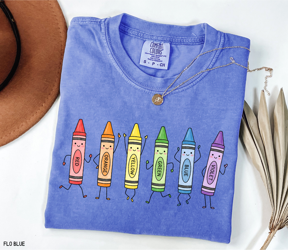 Crayon Teacher Adult Comfort Colors T-Shirt