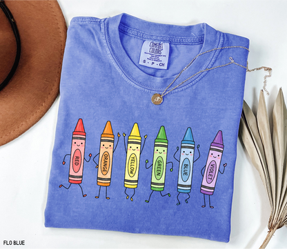 Crayon Teacher Adult Comfort Colors T-Shirt