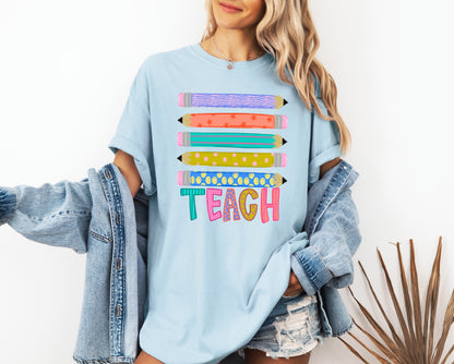 Teacher Pencil Adult Comfort Colors T-Shirt