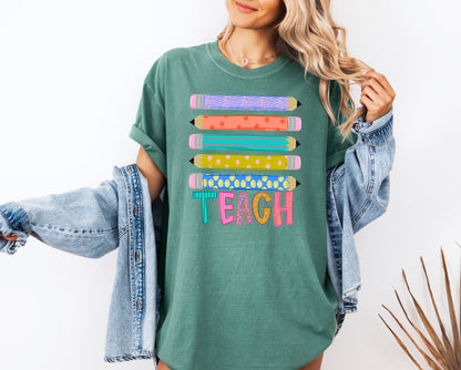 Teacher Pencil Adult Comfort Colors T-Shirt