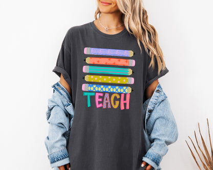 Teacher Pencil Adult Comfort Colors T-Shirt