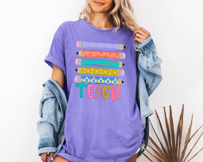 Teacher Pencil Adult Comfort Colors T-Shirt