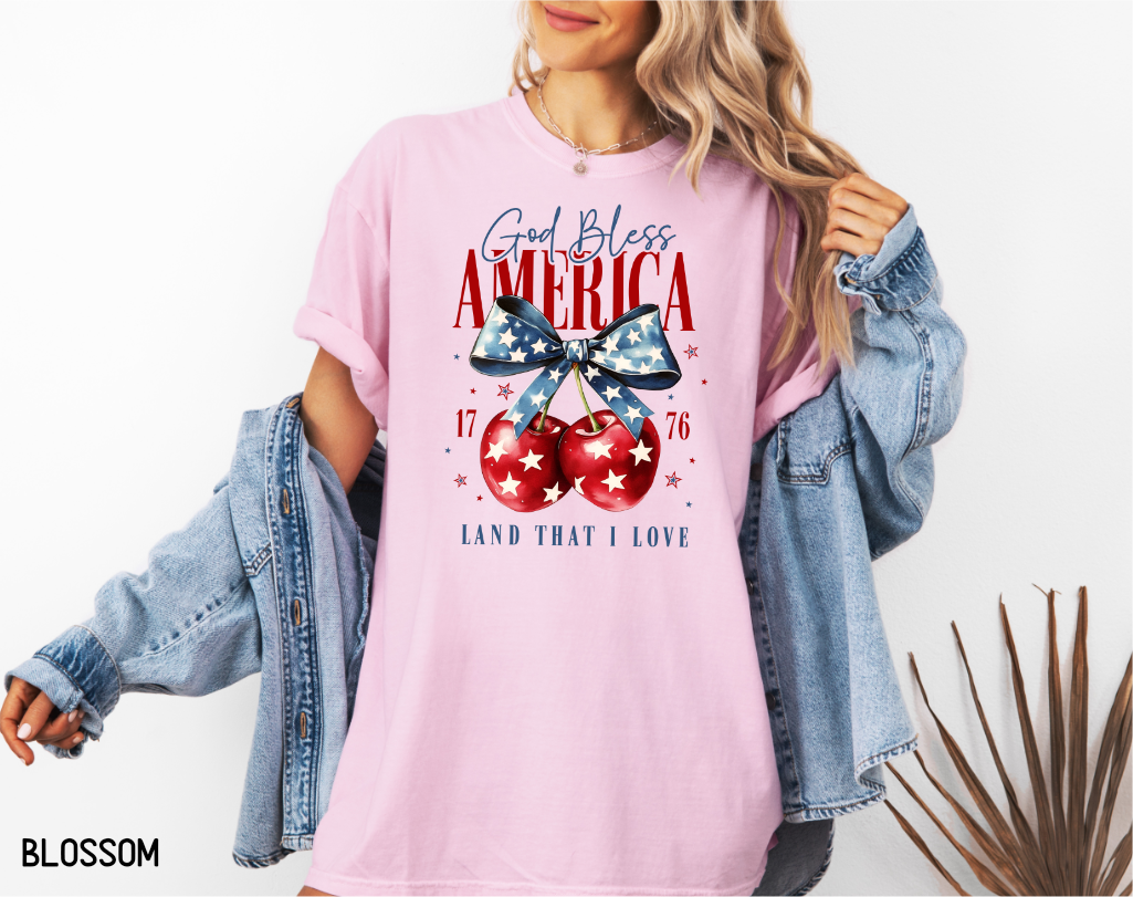 God Bless America Cherry Comfort Colors T-Shirt