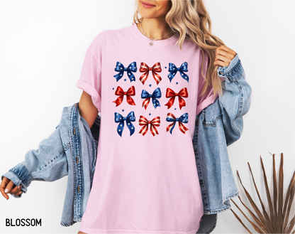 Patriotic Bow Adult Comfort Colors T-Shirt