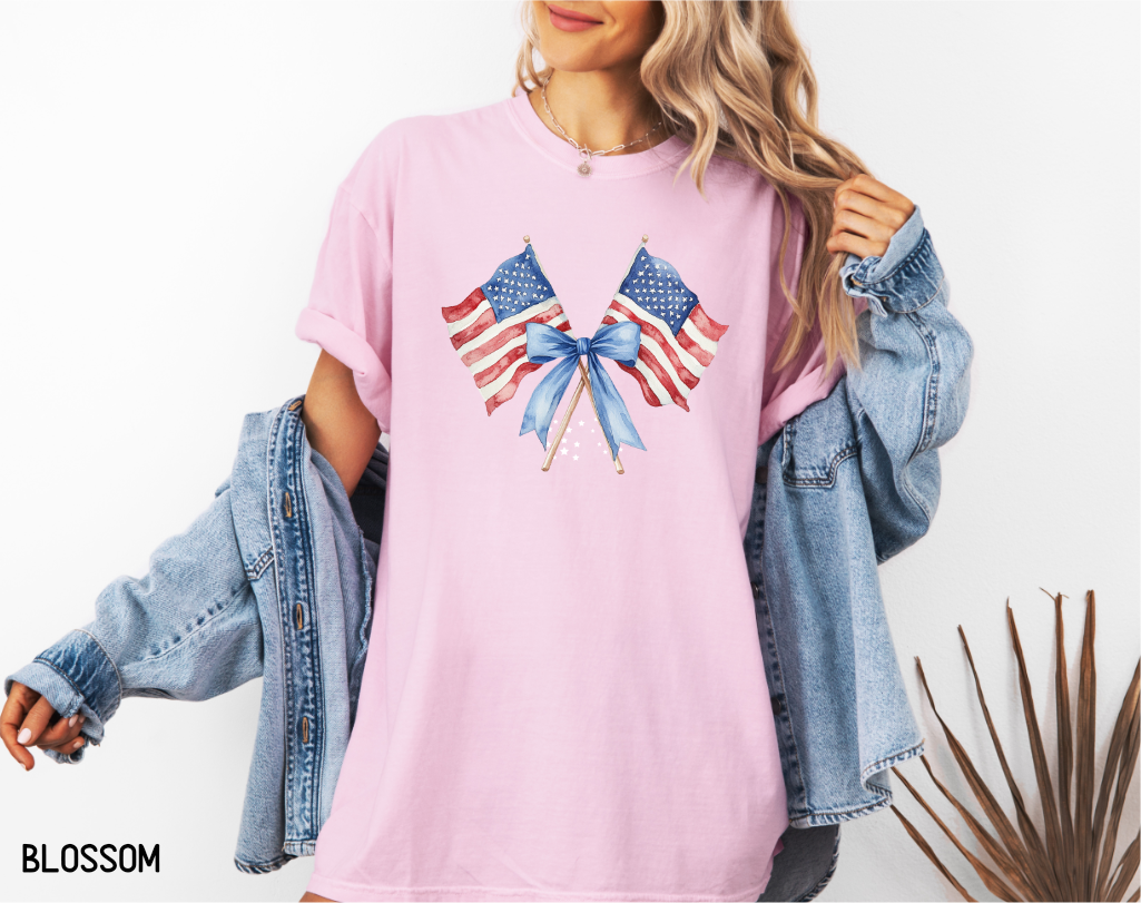 Coquette American Flags Comfort Colors T-Shirt