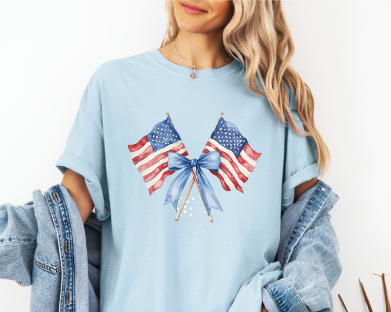 Coquette American Flags Comfort Colors T-Shirt