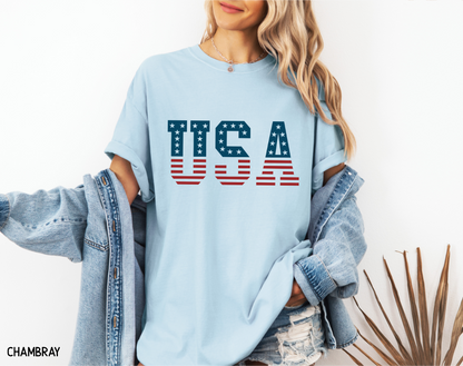 USA Stars and Stripes Adult Comfort Colors T-Shirt