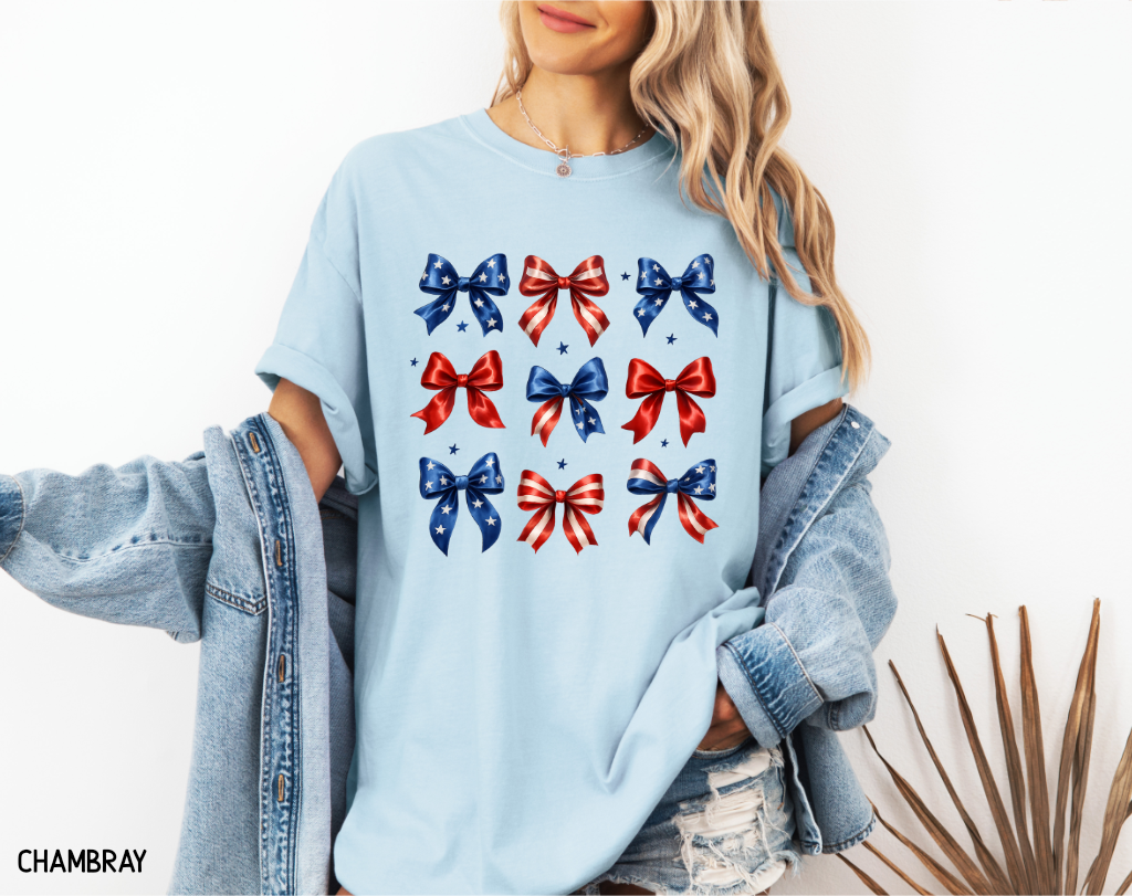 Patriotic Bow Adult Comfort Colors T-Shirt