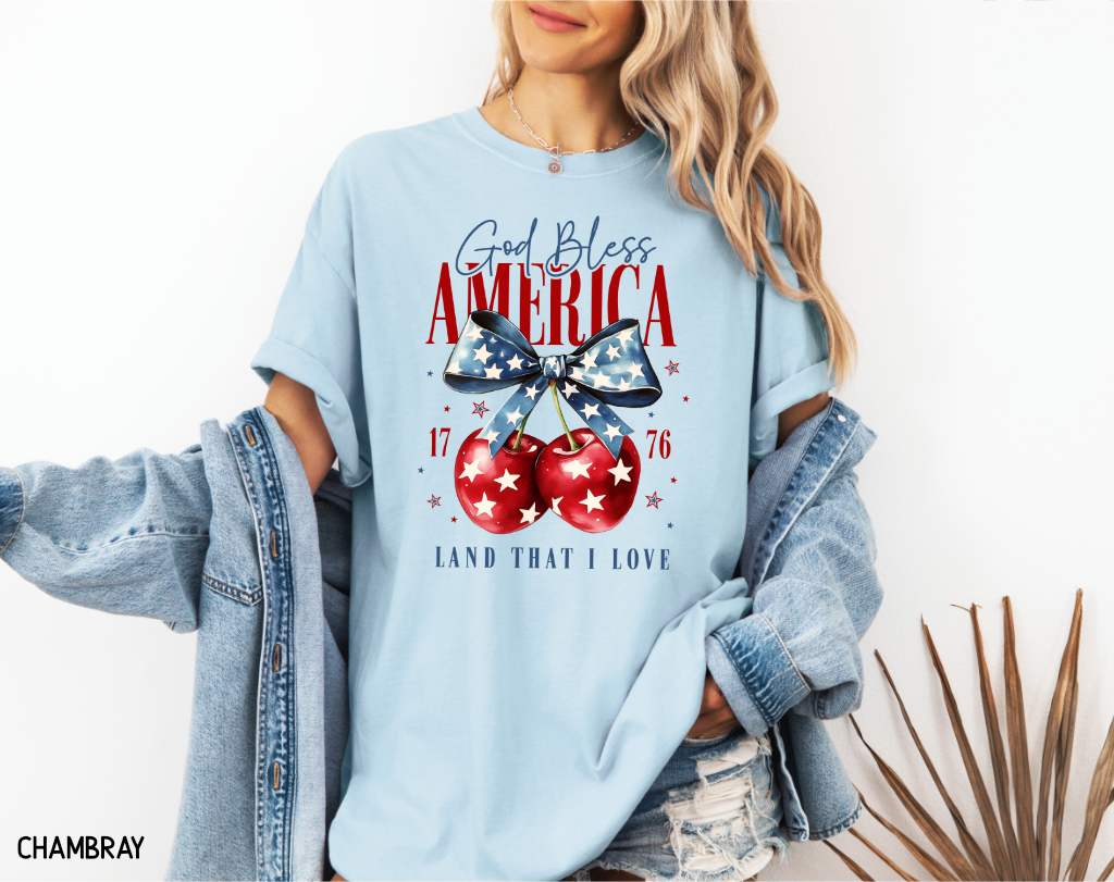 God Bless America Cherry Comfort Colors T-Shirt
