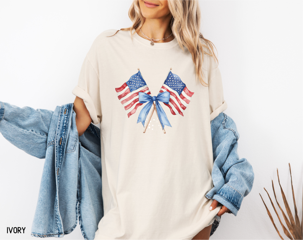 Coquette American Flags Comfort Colors T-Shirt