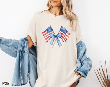 Coquette American Flags Comfort Colors T-Shirt