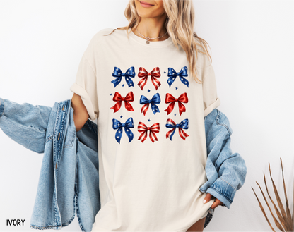 Patriotic Bow Adult Comfort Colors T-Shirt
