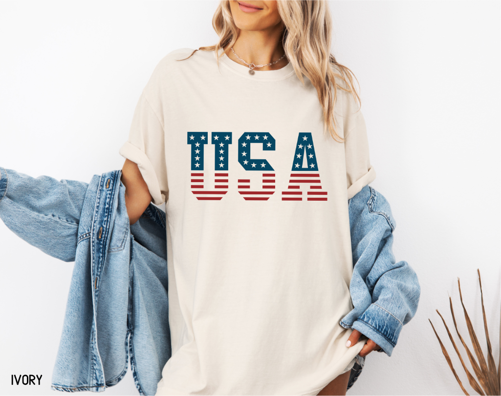 USA Stars and Stripes Adult Comfort Colors T-Shirt