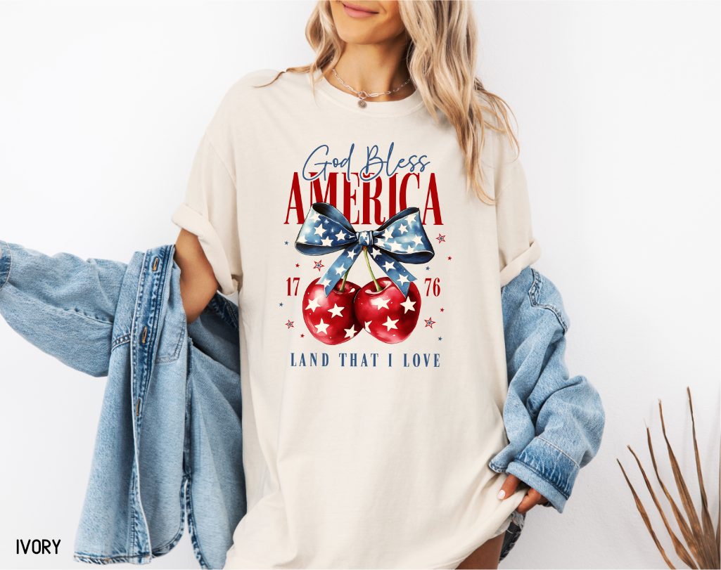 God Bless America Cherry Comfort Colors T-Shirt