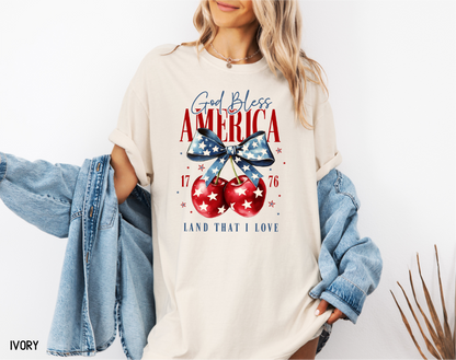 God Bless America Cherry Comfort Colors T-Shirt