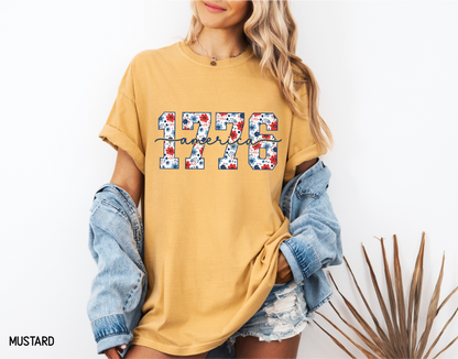 Floral 1776 America Adult Comfort Colors T-Shirt
