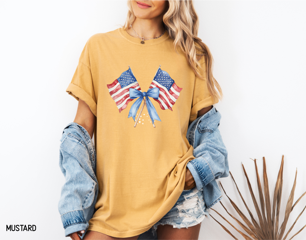 Coquette American Flags Comfort Colors T-Shirt