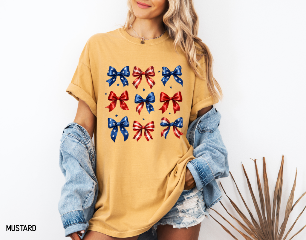 Patriotic Bow Adult Comfort Colors T-Shirt