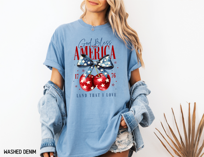 God Bless America Cherry Comfort Colors T-Shirt