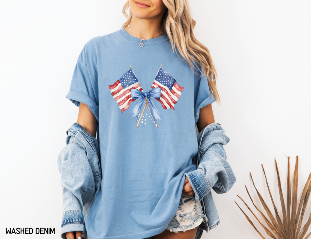Coquette American Flags Comfort Colors T-Shirt