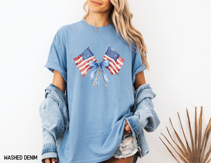 Coquette American Flags Comfort Colors T-Shirt