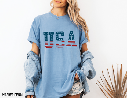 USA Stars and Stripes Adult Comfort Colors T-Shirt