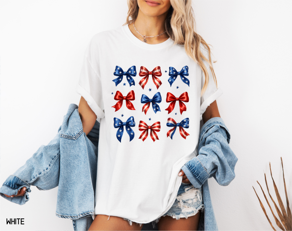 Patriotic Bow Adult Comfort Colors T-Shirt