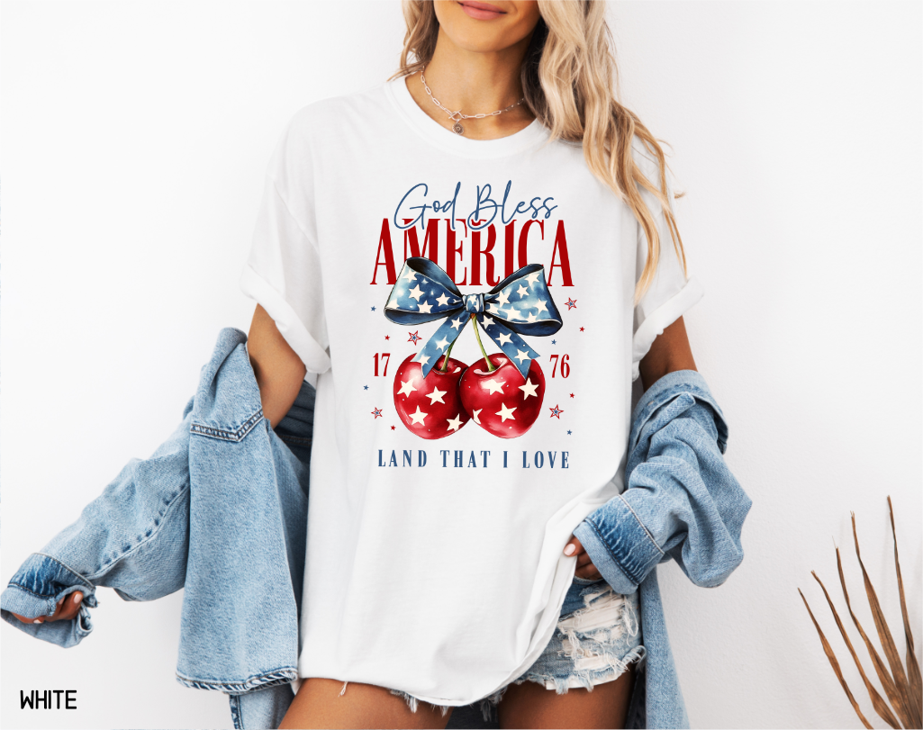 God Bless America Cherry Comfort Colors T-Shirt