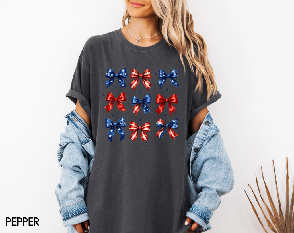 Patriotic Bow Adult Comfort Colors T-Shirt