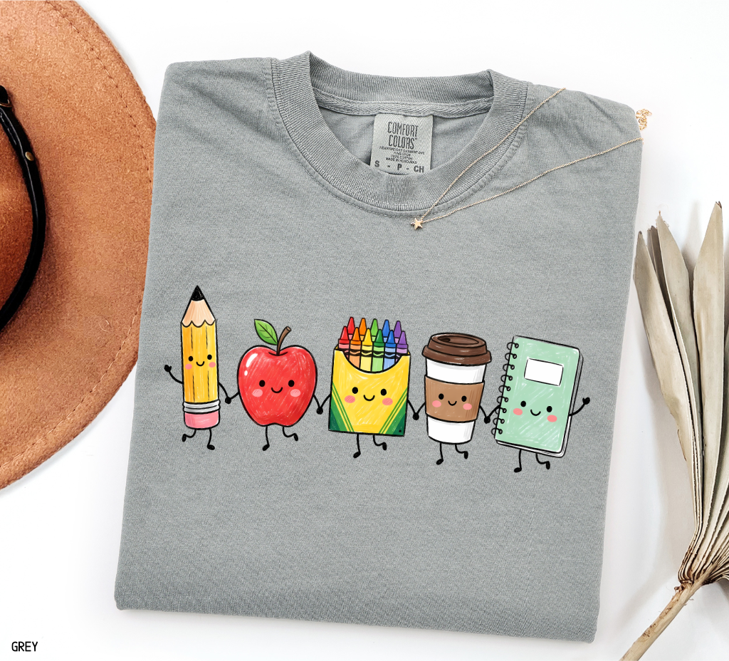 Cute School Icons Adult Comfort Colors T-Shirt