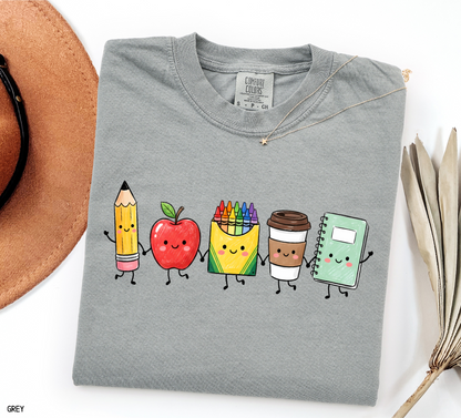Cute School Icons Adult Comfort Colors T-Shirt