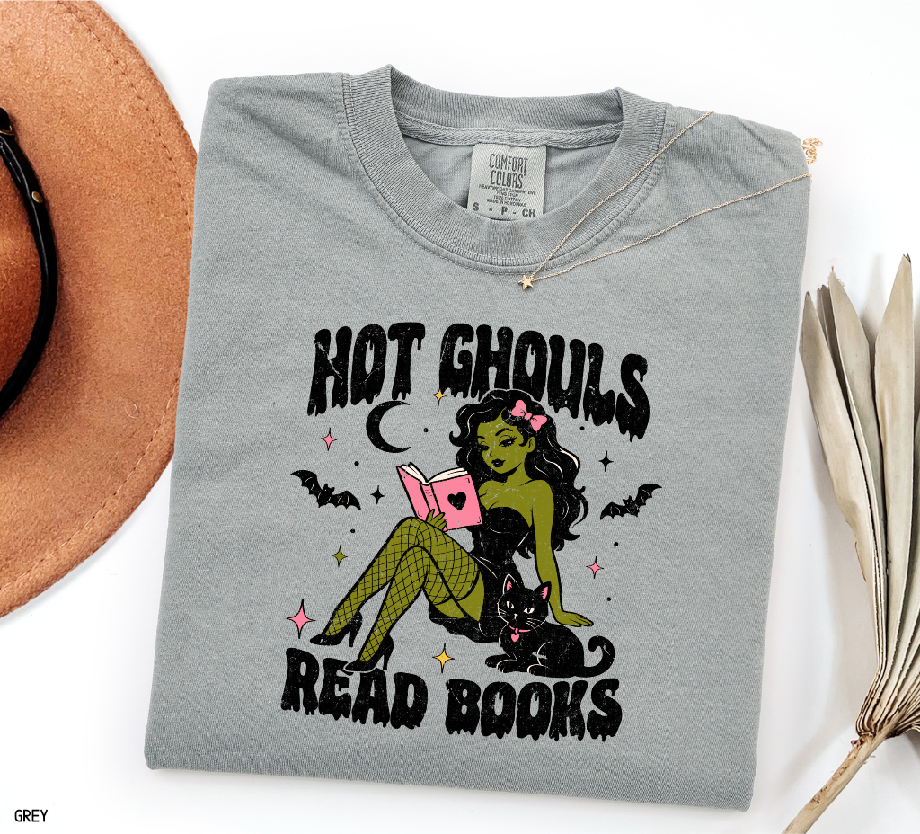 Hot Ghouls Read Books Adult Comfort Colors T-Shirt