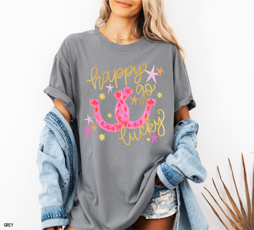 Happy Go Lucky Adult Comfort Colors T-Shirt