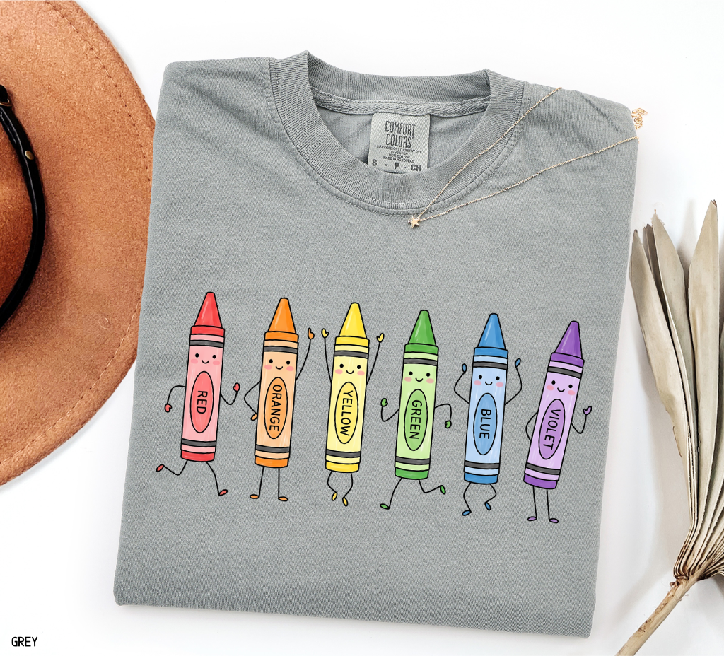 Crayon Teacher Adult Comfort Colors T-Shirt