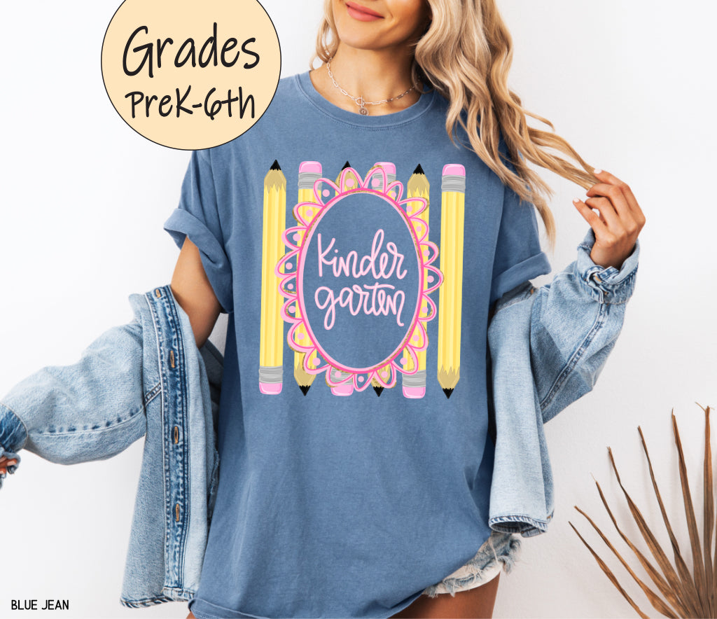 Pencil Grade Level Teacher Comfort Colors T-Shirt
